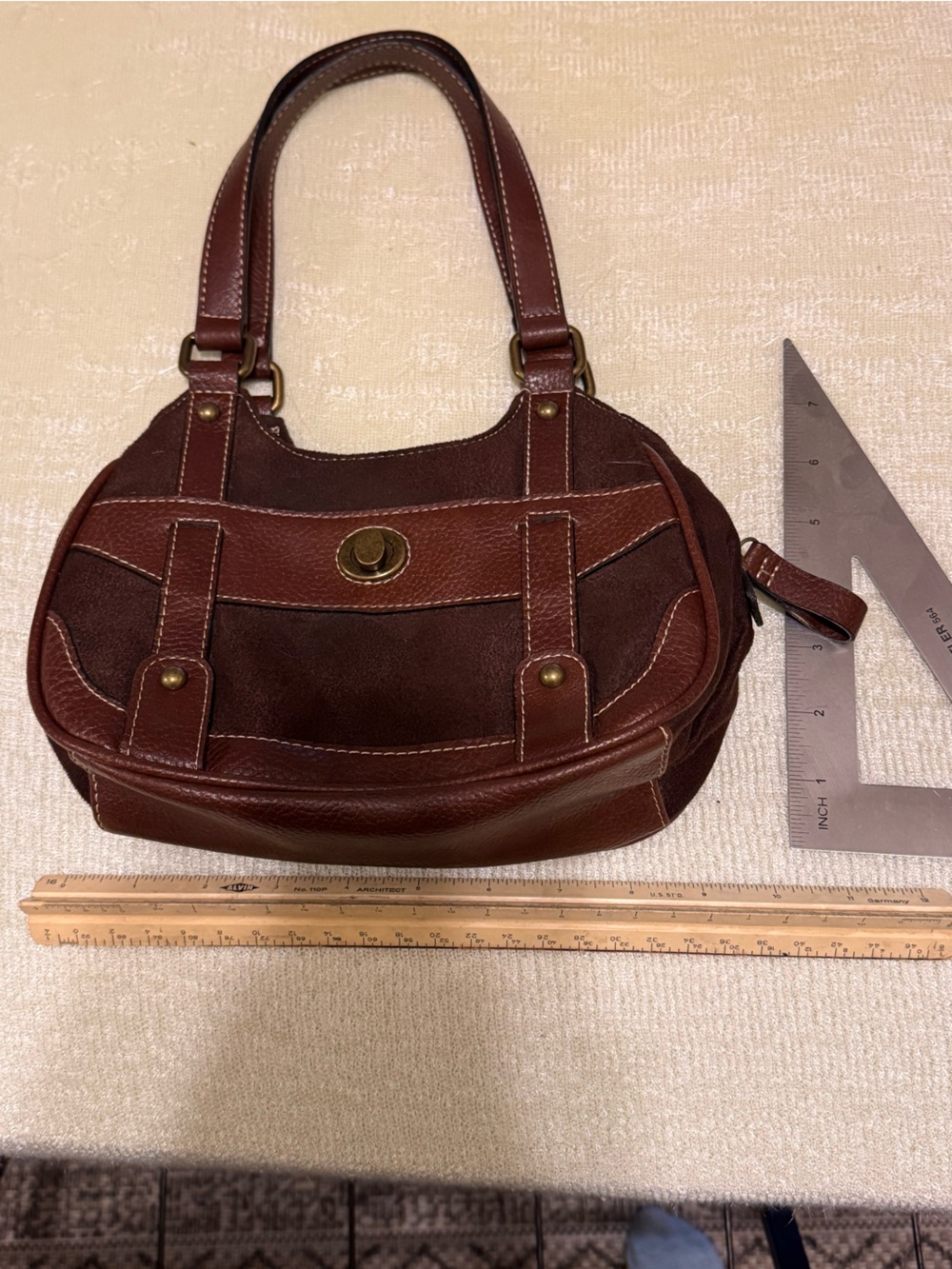 Jaclyn Smith Brown Mini Leather Satchel